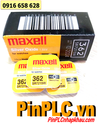 Pin SR721SW _Pin 362; Pin đồng hồ Maxell SR721SW-362 Silver Oxide 1.55v _Made in Japan _Vỉ 1viên